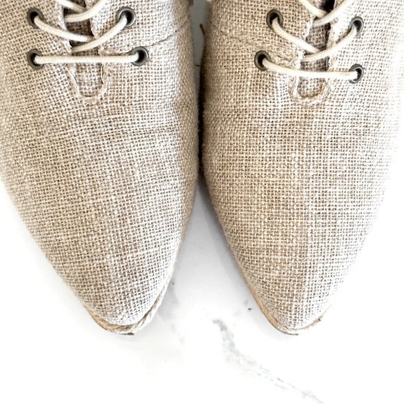 Ateliers Handmade Natural Fabric Jute Wedge Oxfords EU 41 US 10 Pointy Toe - Picture 6 of 10